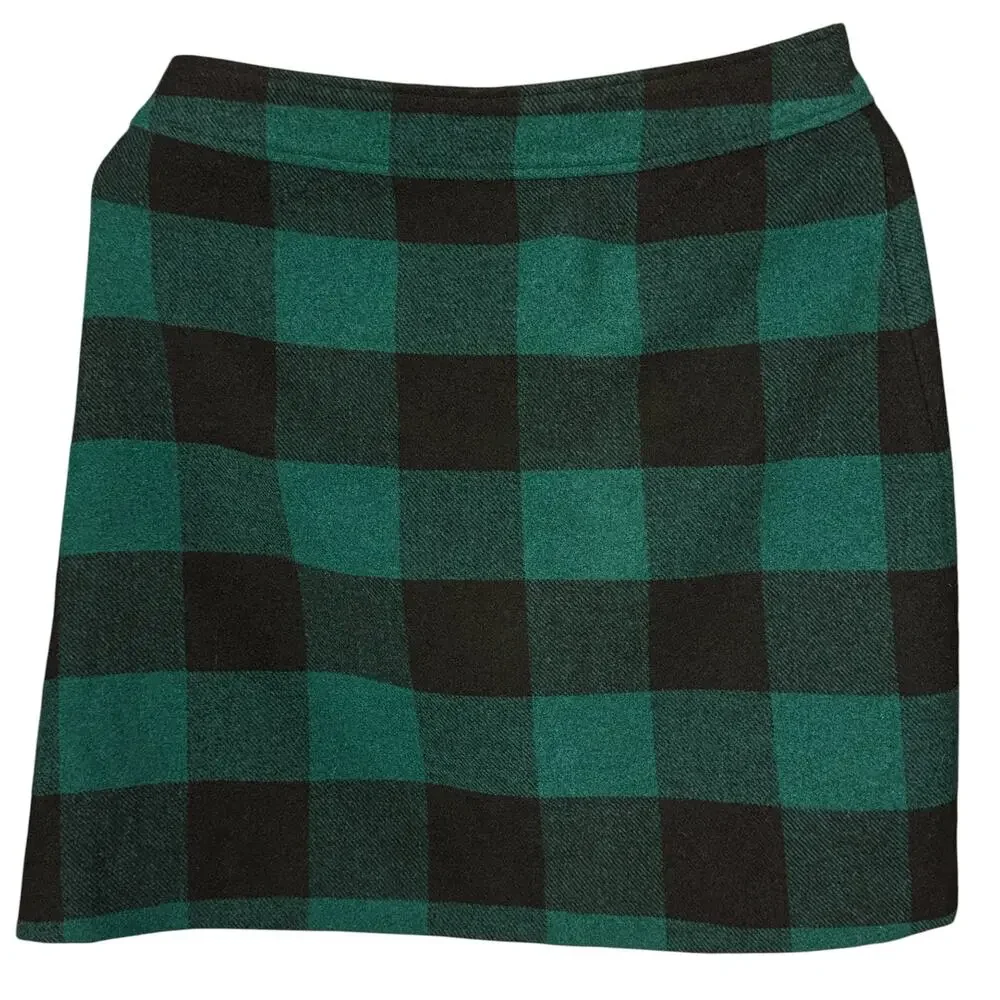 J. Crew Wool Blend Buffalo Plaid Check Size 6 Mini Skirt Academia Preppy 90s NWT